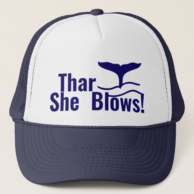 Whale Watching Tail Thar she blows New Bedford MA Trucker Hat (Front)