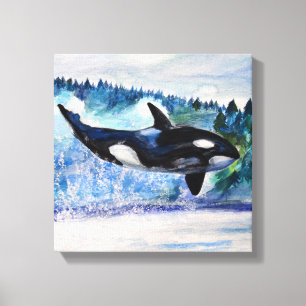 Whale Watercolor Art Canvas Print