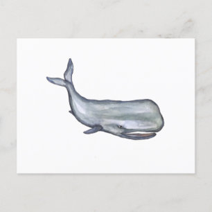 Whale watercolor art postcard