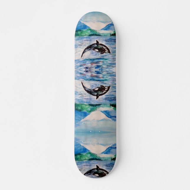 Whale Watercolor Art Skateboard 19.7cm (Front)