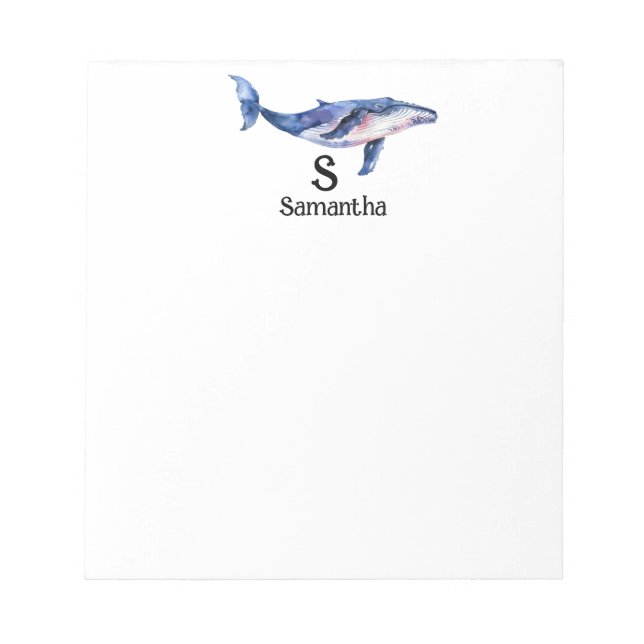 Whale Watercolor   Notepad (Front)