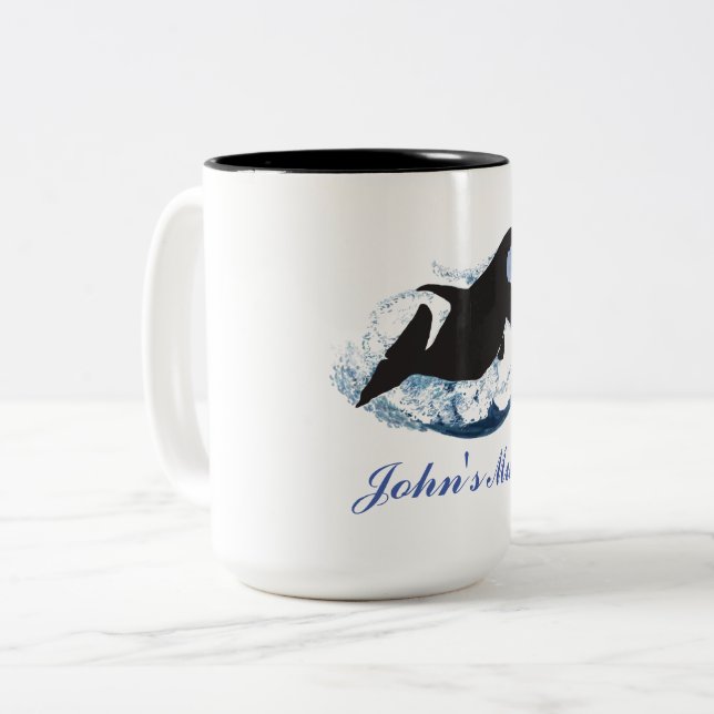 Whale  Wave  Two-Tone Coffee Mug (Front Left)