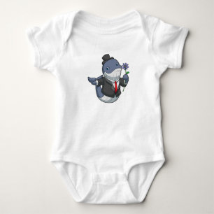 Whale Wedding Groom Flower Baby Bodysuit