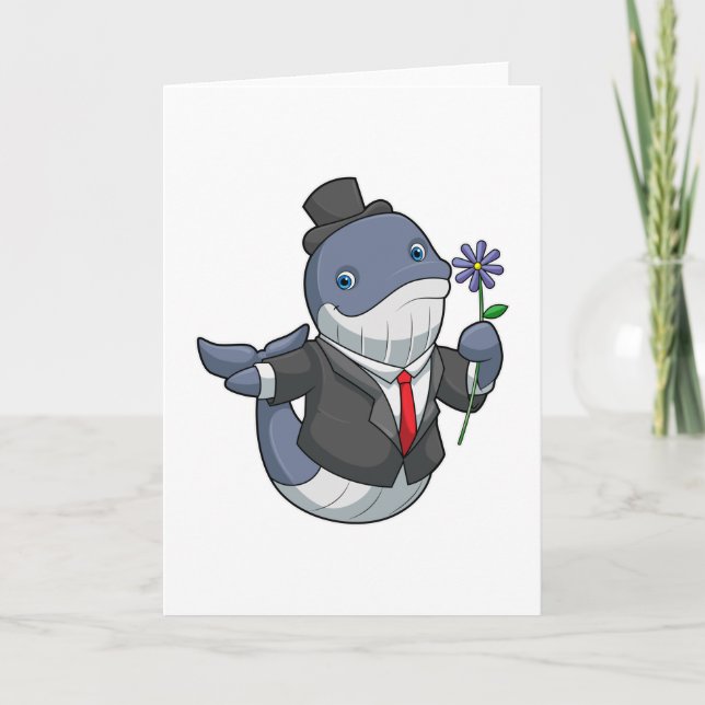 Whale Wedding Groom Flower Card (Front)