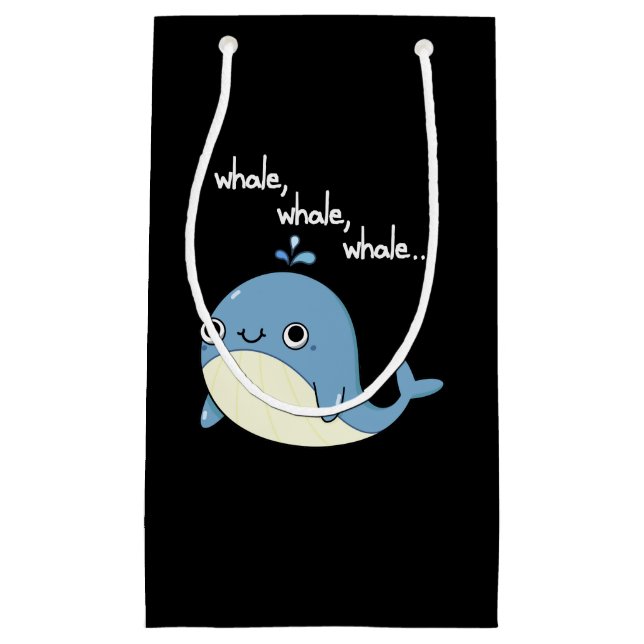 Whale, whale, whale Cute Sea Animal Pun Dark BG Small Gift Bag (Front)