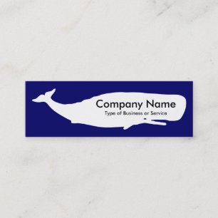 Whale - White on Deep Navy Mini Business Card