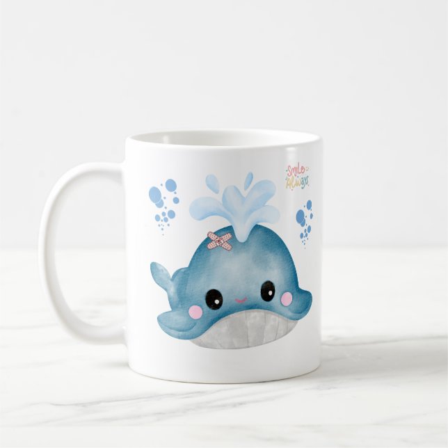 Whale with a bandage and bubble Coffee Mug (Left)