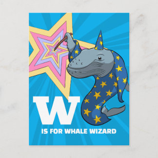 Whale Wizard Just For Fun Alphabet Character Postcard