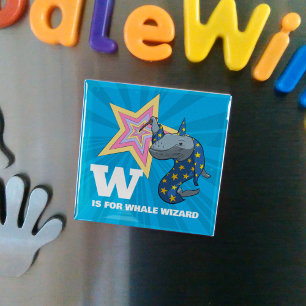 Whale Wizard Surreal Humour Alphabet Cartoon Magnet
