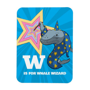 Whale Wizard Surreal Humour Alphabet Character Magnet