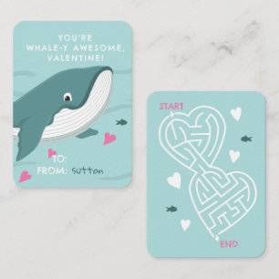 Whale-y Awesome classroom Valentine Card