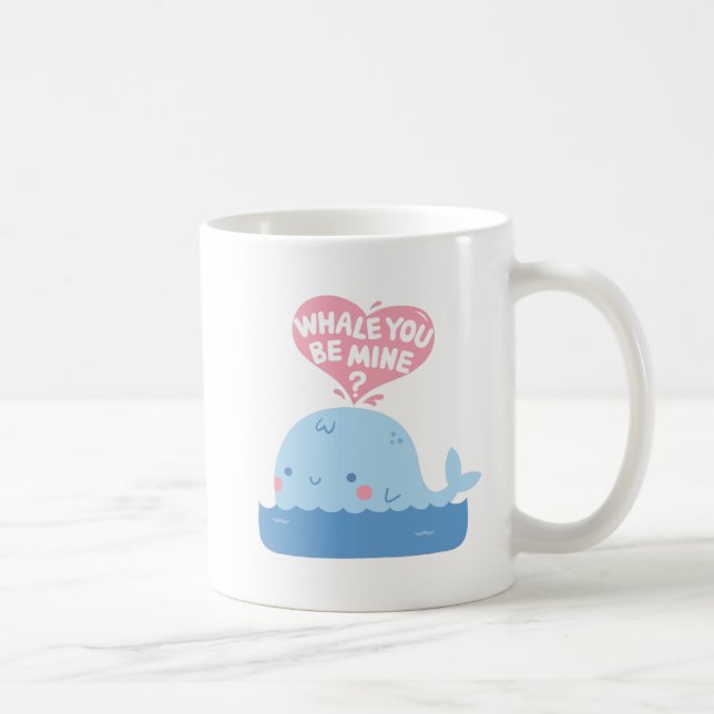 Whale You Be Mine Cute Love Confession Coffee Mug (Right)