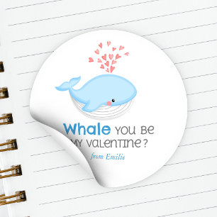 Whale You Be My Valentine?  Classic Round Sticker