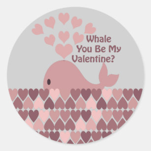 Whale You Be My Valentine Classic Round Sticker
