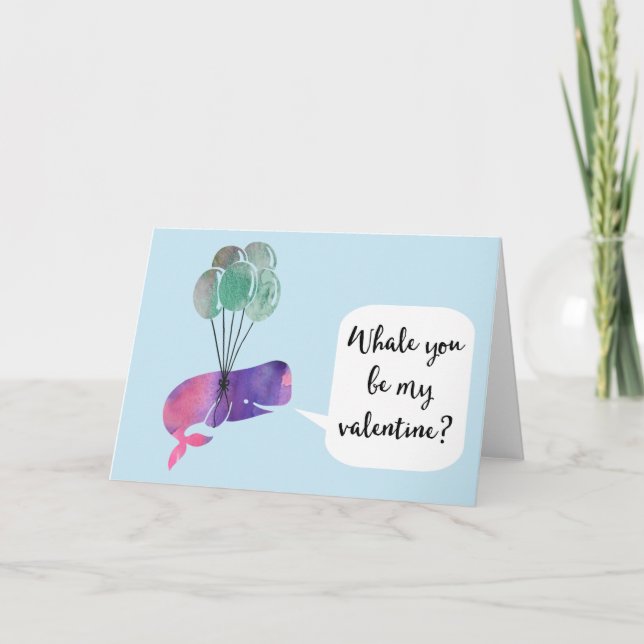 Whale you be my valentine holiday card (Front)