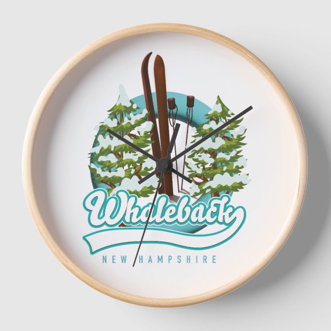 Whaleback New Hampshire retro ski logo Clock (Front)
