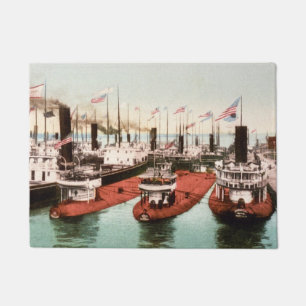 Whalebacks Waiting out the Storm Vintage Freighter Doormat