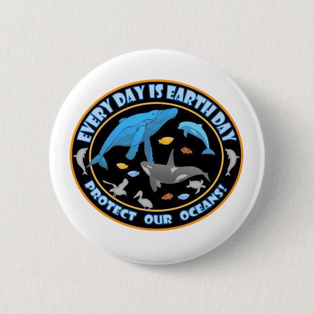 Whales and Dolphins 2 Inch Round Button (Front)