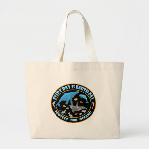 Whales and Dolphins Large Tote Bag