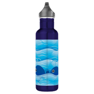 Whales and Waves Ocean Blue 710 Ml Water Bottle