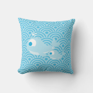 Whales and Waves Throw Pillow