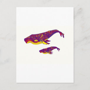 Whales Art Postcard