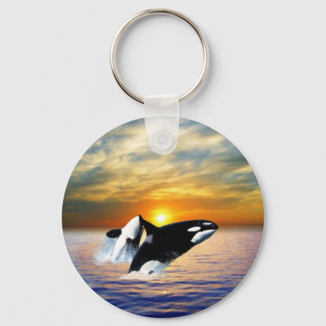 Whales at sunset keychain (Front)