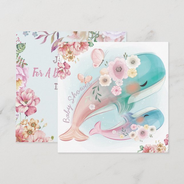 Whales Baby Shower Invitation (Front/Back)