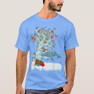 Whales Fish Xmas Tree Lighting Santa Hat Whales Ch T-Shirt