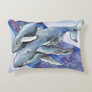 Whales in Star River Accent Pillow