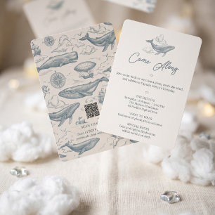 Whales in the Clouds   Celestial Voyage Birthday Invitation