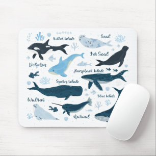 Whales & Marine Life Ocean Graphic Design Mouse Pad