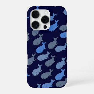 whales on blue iPhone 16 pro case