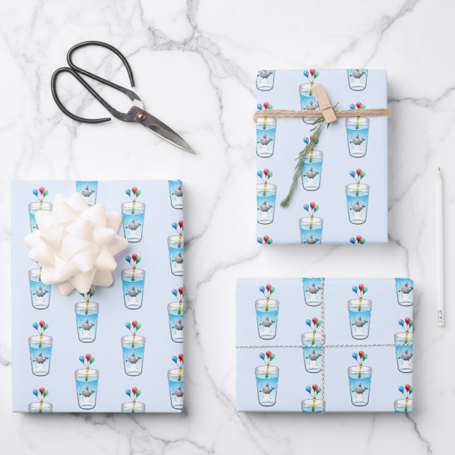 Whale's Pool Party Wrapping Paper Sheet (Front)