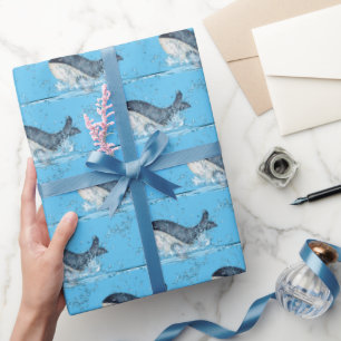 Whales Splashing Wrapping Paper