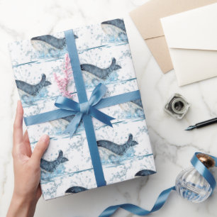 Whales Splashing  Wrapping Paper