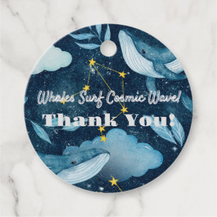 Whales Surf Cosmic Waves Blue Constellation Design Favour Tags