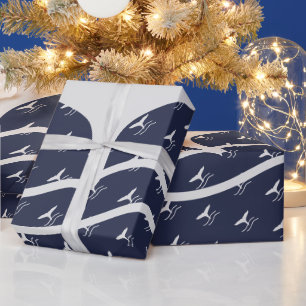 Whales Tail Nautical Navy and Grey Wrapping Paper
