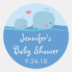 Whales Under the Sea Baby Shower Sticker