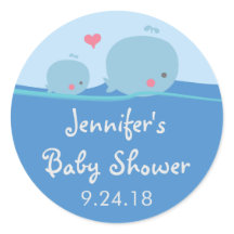 Whales Under the Sea Baby Shower Sticker