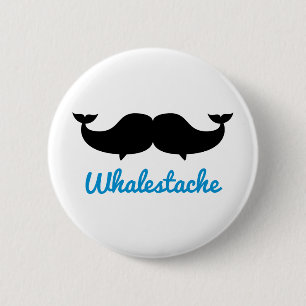 Whalestache Moustache whales 2 Inch Round Button
