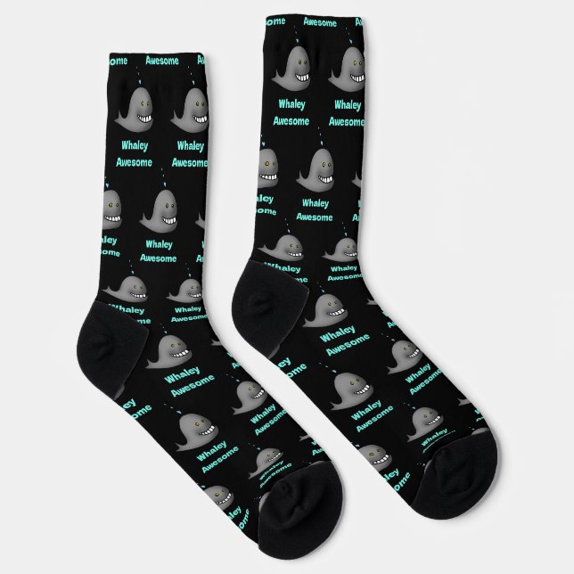 Whaley Awesome Funny Whale Pun Design Socks (Right)