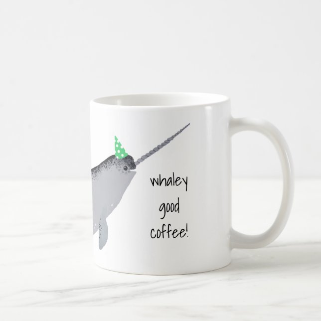  Whaley Good Coffee Text Narwhal Whale Coffee Mug (Right)