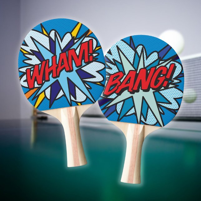 WHAM BANG Fun Retro Comic Book Pop Art Ping Pong Paddle (WHAM BANG Fun Retro Comic Book Pop Art Ping Pong Paddle)