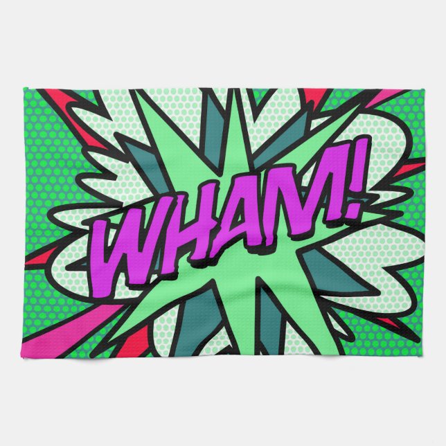 WHAM Comic Book Cool Modern Kitchen Towel (Horizontal)