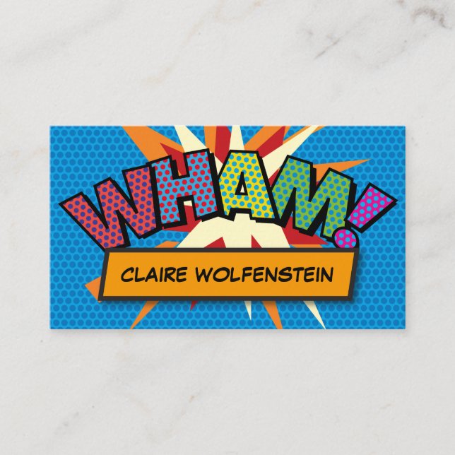 WHAM Fun Retro Comic Book Business Card (Front)