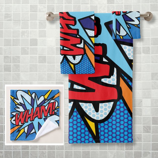 WHAM Fun Retro Comic Book Pop Art (WHAM Fun Retro Comic Book Pop Art Bath Towel Set)