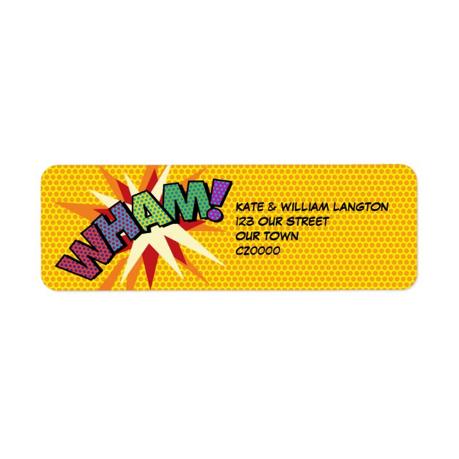 WHAM Fun Retro Comic Book Pop Art Address (Front)