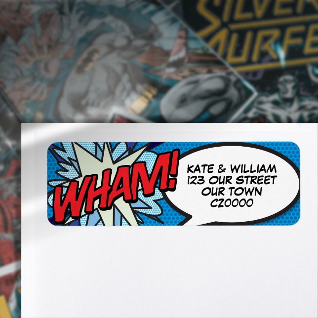 WHAM Fun Retro Comic Book Pop Art Adresse (WHAM Fun Retro Comic Book Pop Art Address Label)