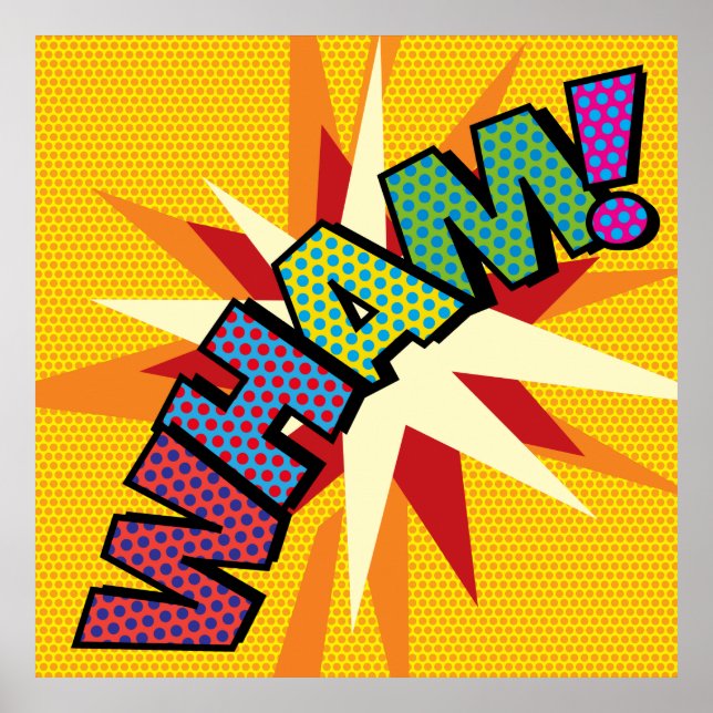 WHAM Fun Retro Comic Book Pop Art Poster (Front)